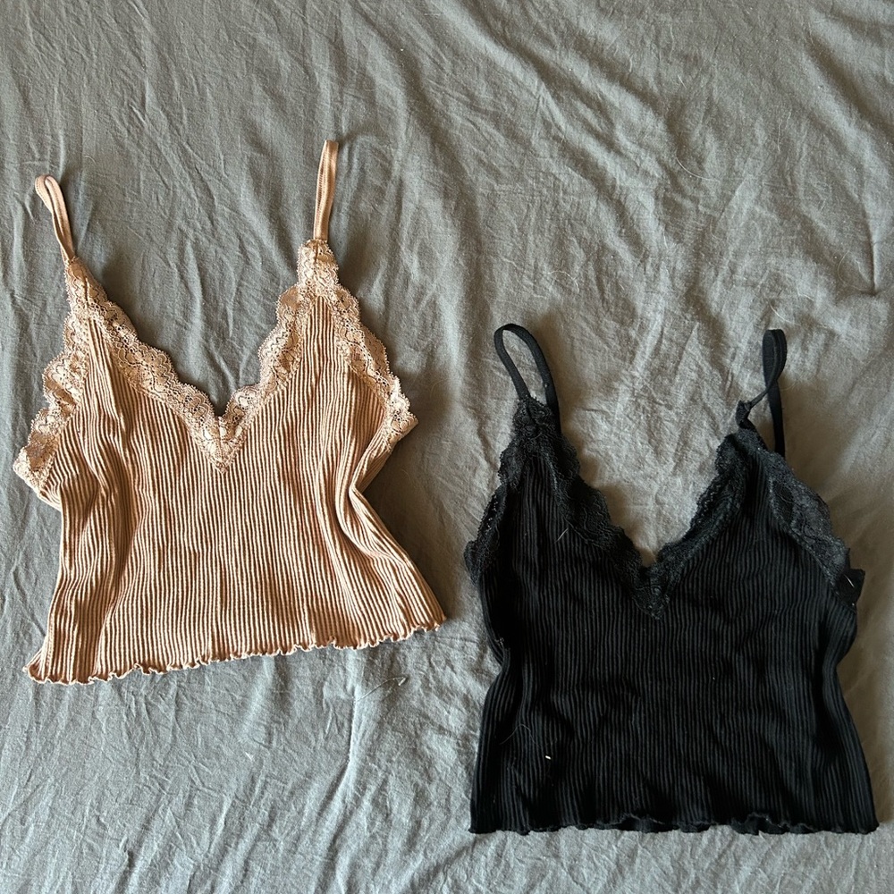 Forever 21 Lace Trim Tank Tops in Black and Tan